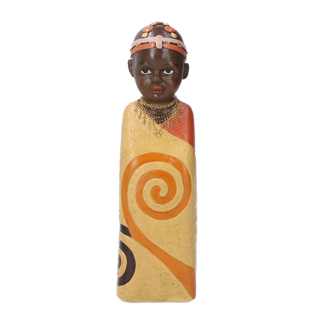 Statua ceramica bimbo africa giallo cm 8x8h26