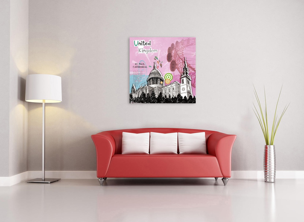 Stampa su vetro 70x70 cm con tela multicolore 