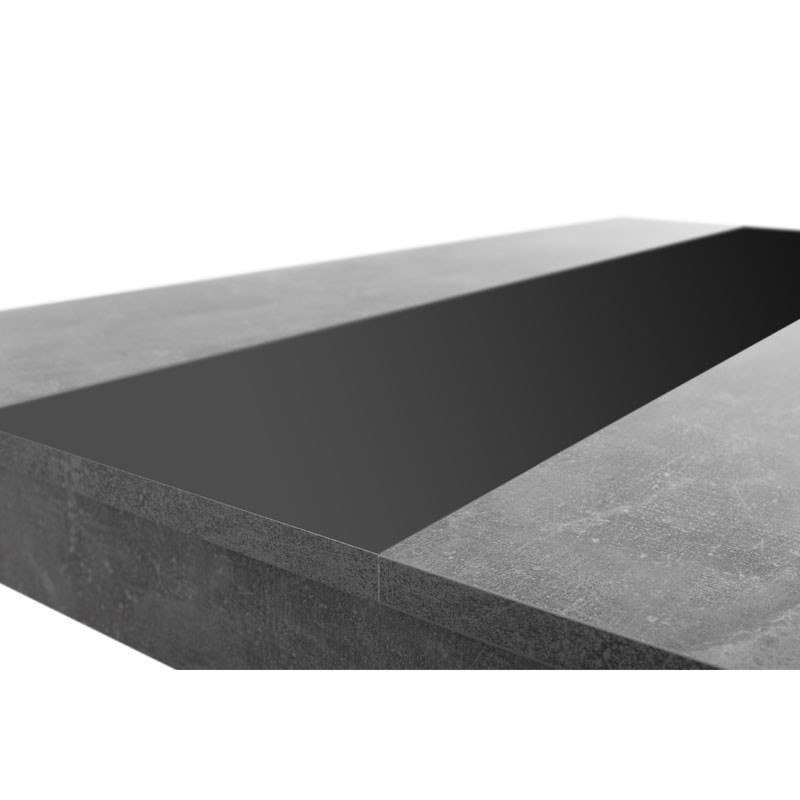 Tavolo da pranzo colore cemento inserto nero o bianco reversibile 138x80xh.74 cm EFFEZ