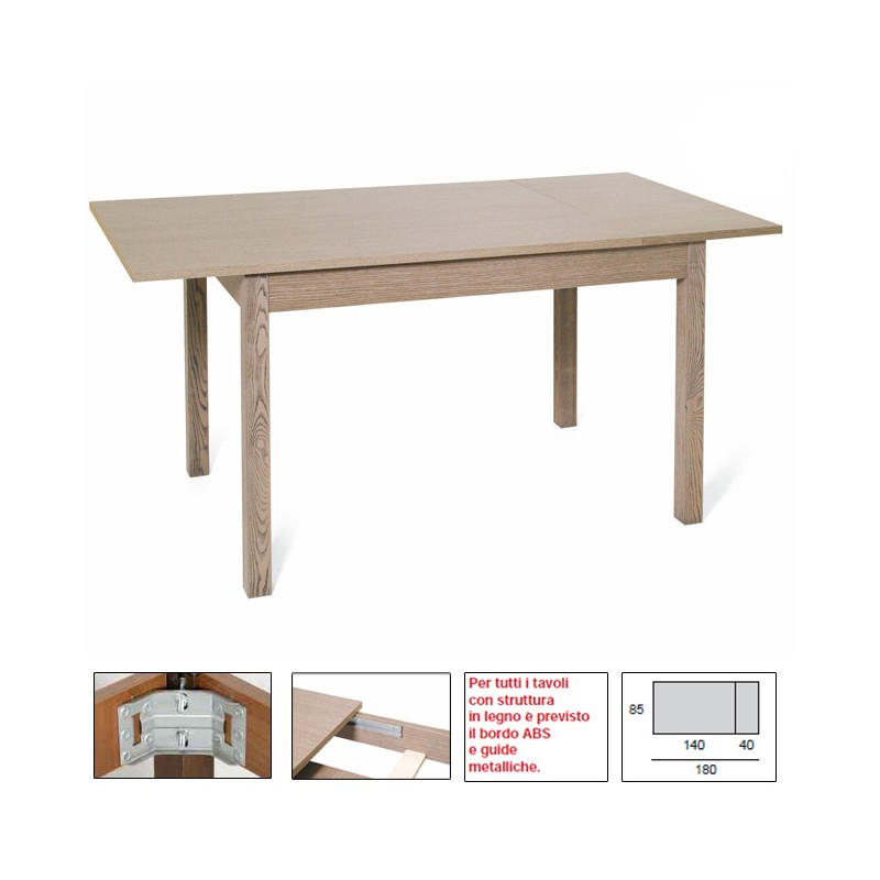 Tavolo pranzo allungabile colore olmo in legno nobilitato cm 70x110-150