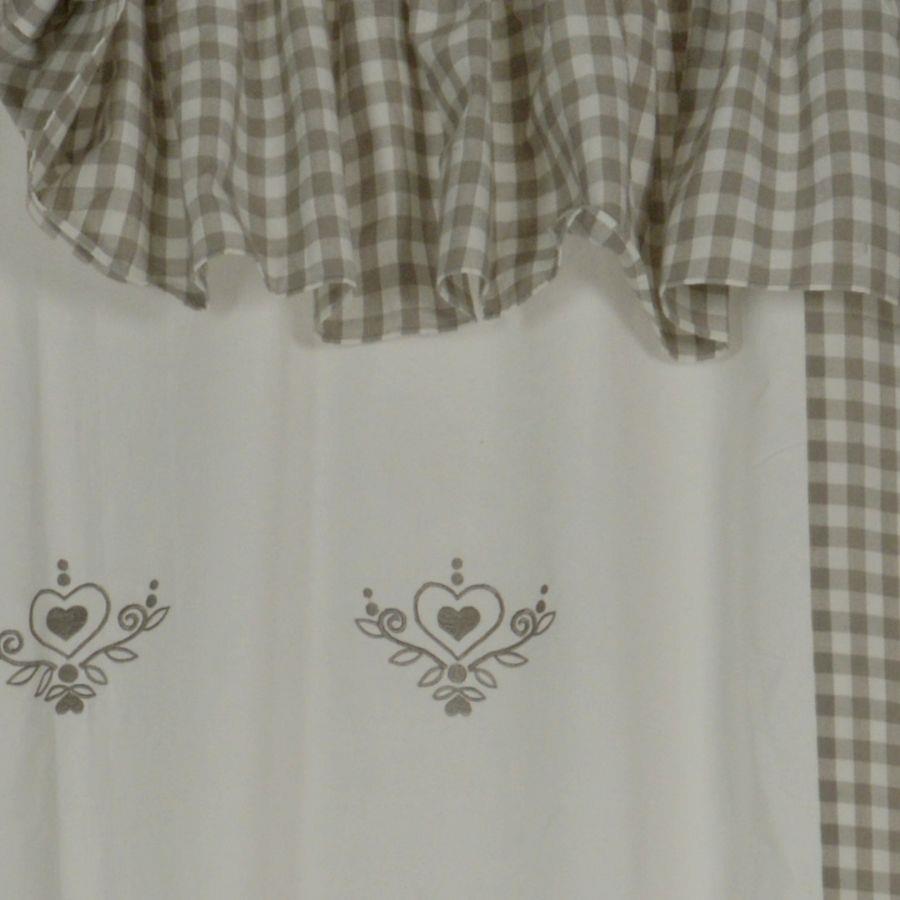 Tenda tessuto simple heart con mantovana cm140x300