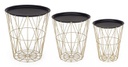 Set 3 tavolino contenitore in metallo stile atmosphere
