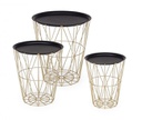 Set 3 tavolino contenitore in metallo stile atmosphere