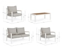 Set 4 salotto bianco con cuscino in alluminio