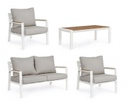 Set 4 salotto bianco con cuscino in alluminio