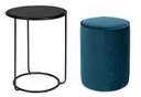 Set pouf tondo con tavolino blu