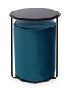 Set pouf tondo con tavolino blu