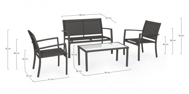 Set salotto antracite in metallo