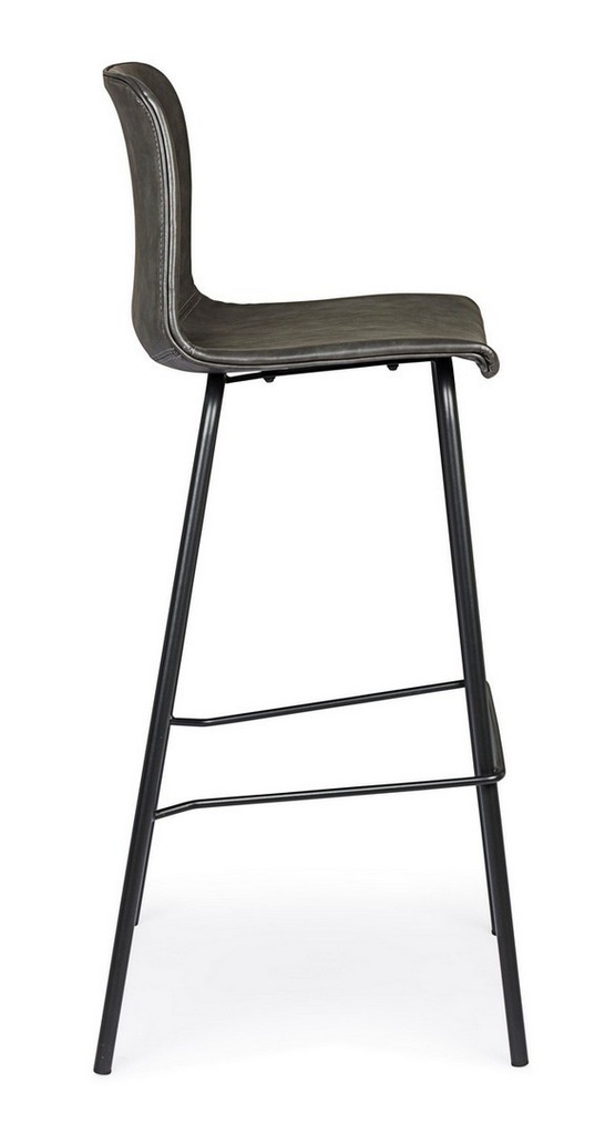 Sgabello bar vintage acciaio similpelle antracite Kyra cm 39 x 44 x 103,5