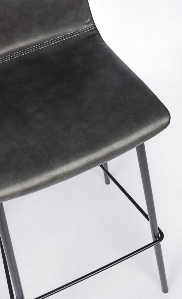 Sgabello bar vintage acciaio similpelle antracite Kyra cm 39 x 44 x 103,5
