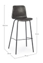 Sgabello bar vintage acciaio similpelle antracite Kyra cm 39 x 44 x 103,5