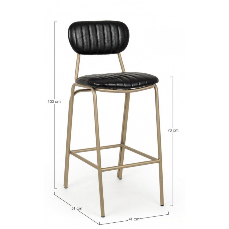 Sgabello vintage bar Addy nero 41x51x100h cm