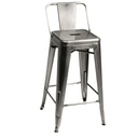 Sgabello ferro bristol galvanizzato basso c/schienale cm 41x41h66/87