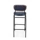 Sgabello vintage da bar in simipelle Blu DEBBIE 44x51x h100 cm