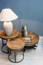 Tavolino in legno e acciaio stile industriale cm Ø65x34h