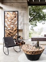 Tavolino in legno e acciaio stile industriale cm Ø90x45h