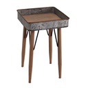 Tavolino vintage vassoio in metallo quadrato 41x41xh.68.5 cm