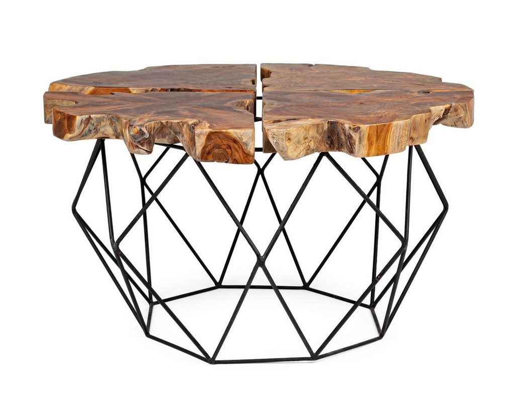 Tavolino vintage metallo e legno Adanya
