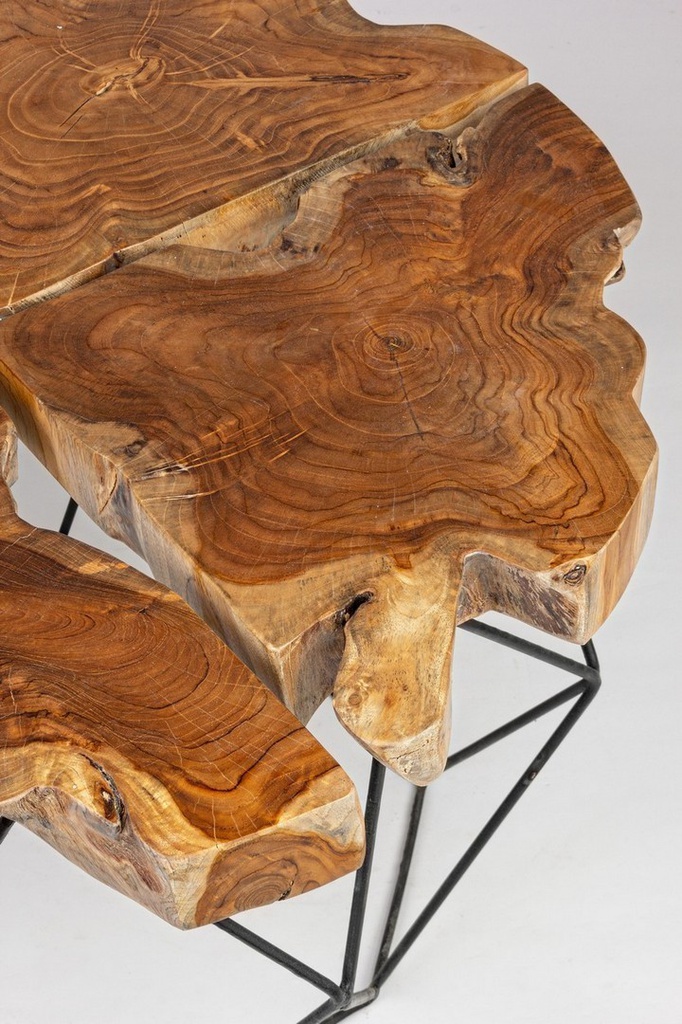 Tavolino vintage metallo e legno Adanya