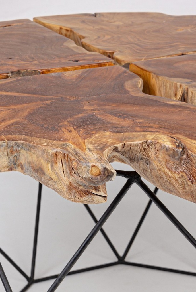 Tavolino vintage metallo e legno Adanya