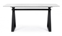 Tavolo bianco acciaio e vetro effetto marmo stile design cm 160x90