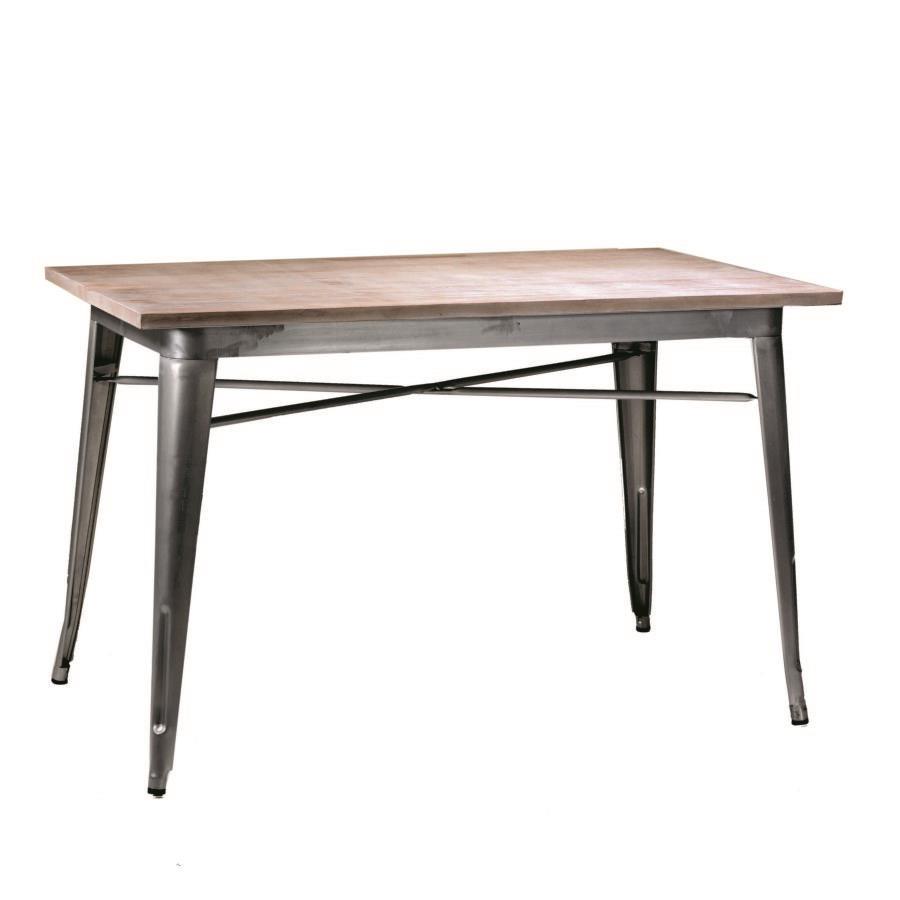 Tavolo ferro bristol top in legno galvanizzato cm 160x80h76