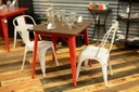 Tavolo ferro bristol top in legno rossocm 70x70h76