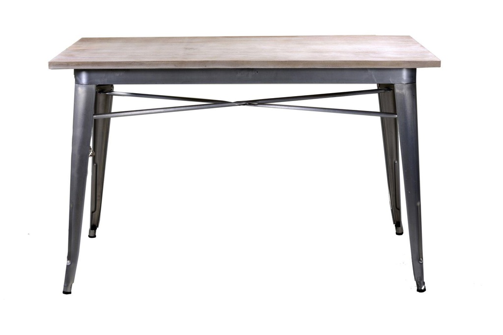 Tavolo ferro bristol top in legno galvanizzato cm 160x80h76