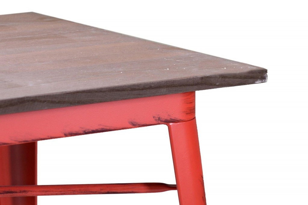 Tavolo ferro bristol top in legno rossocm 160x80h76