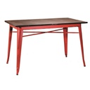 Tavolo ferro bristol top in legno rossocm 160x80h76