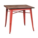 Tavolo ferro bristol top in legno rossocm 70x70h76