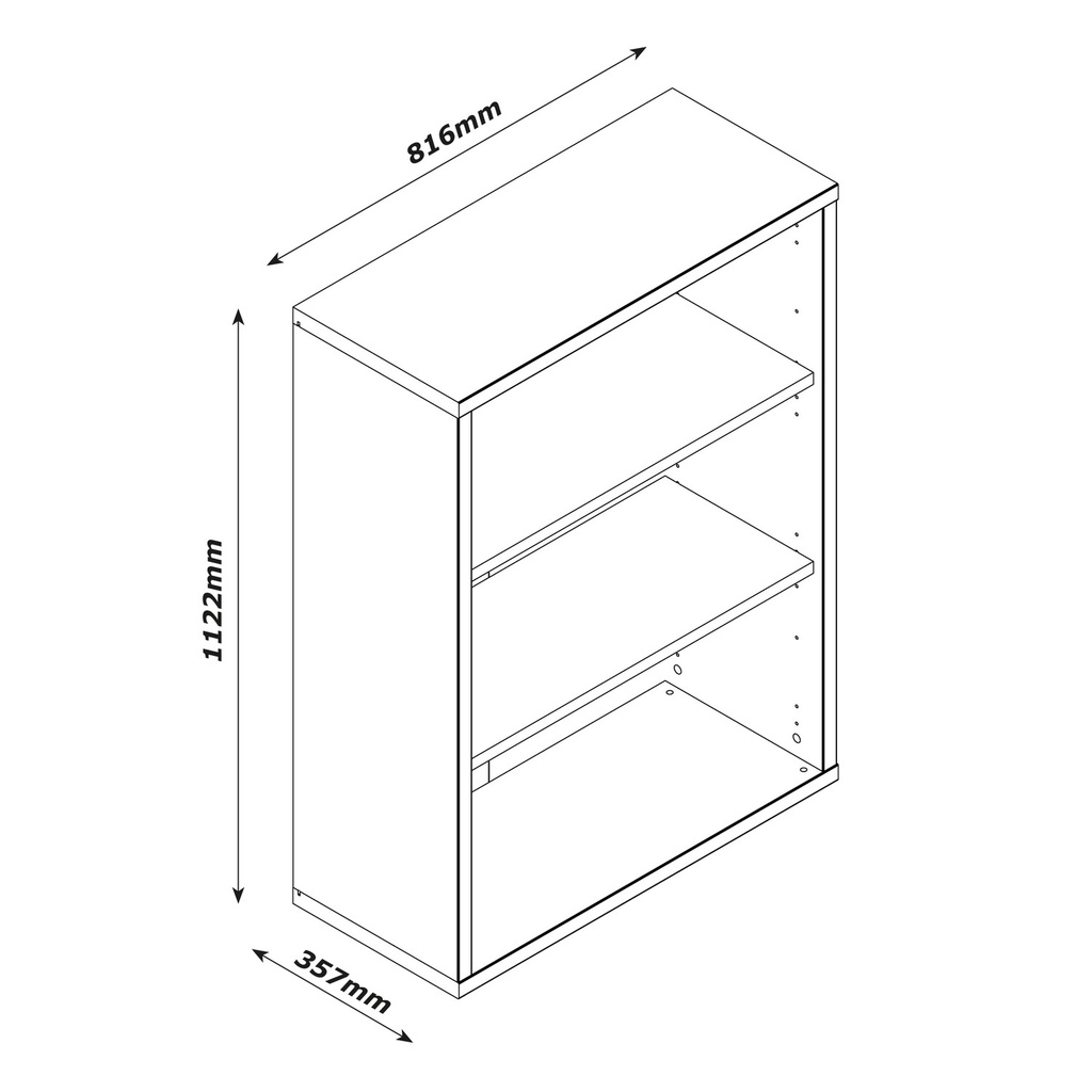 Libreria Bassa con 2 Ripiani Regolabili - Dimensioni: 111.90 cm x 81.60 cm x 35.70 cm