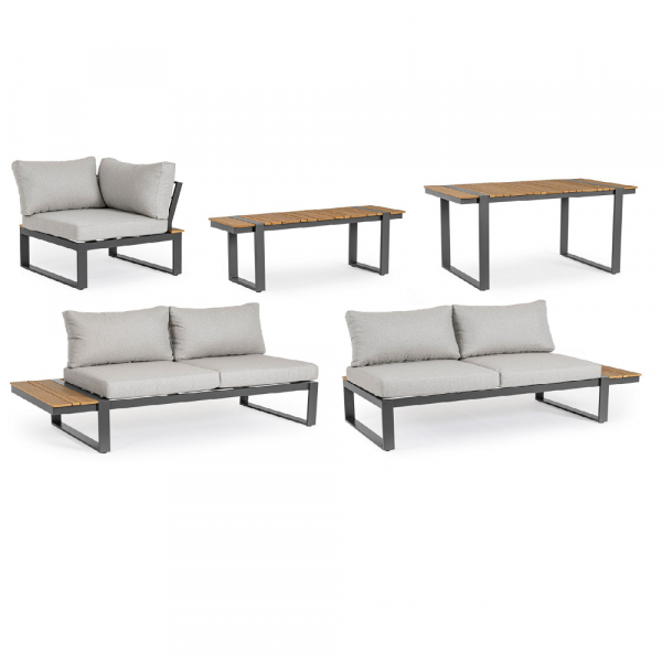 Set Angolare in Alluminio Verniciato a Polvere e Polywood Antracite