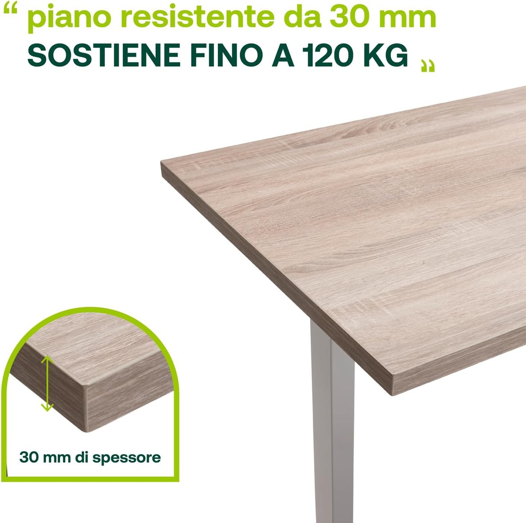 Scrivania Regolabile in Altezza Standing Desk Con 4 Altezze (150x69 cm) Colore Rovere Sonoma e Bianco