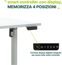 Scrivania Regolabile in Altezza Standing Desk con 4 Altezze Scrivania Elettrica con Motore e Display 150x69 cm Bianco Laccato e Bianco