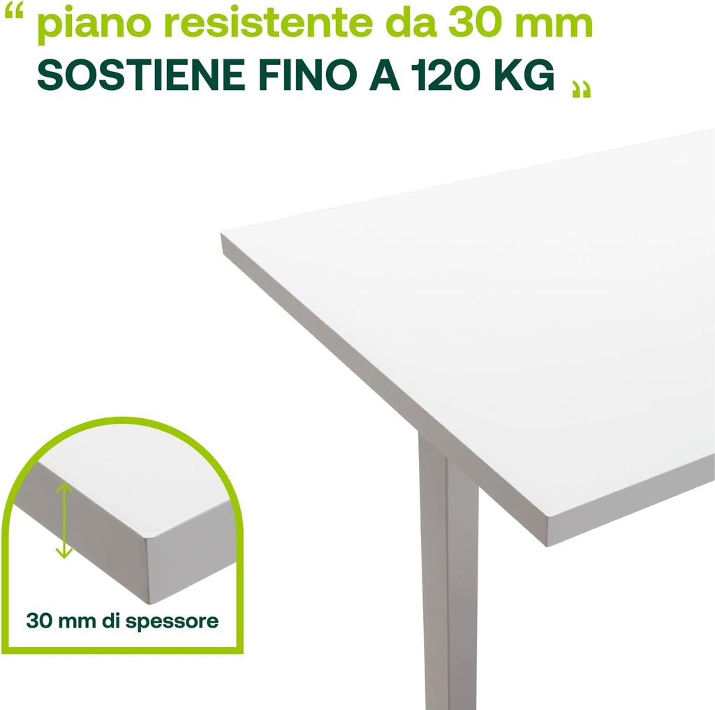 Scrivania Regolabile in Altezza Standing Desk con 4 Altezze Scrivania Elettrica con Motore e Display 150x69 cm Bianco Laccato e Bianco