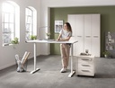 Scrivania Regolabile in Altezza Standing Desk con 4 Altezze Scrivania Elettrica con Motore e Display 150x69 cm Bianco Laccato e Bianco