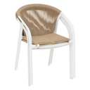 Sedia con braccioli impilabili in alluminio e poliestere bianco miele - L. 565 x P. 615 x H. 80 cm