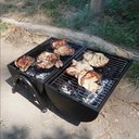 Barbecue portatile doppia griglia grande rettangolare a carbone cuoci arrosticini fornacella per arrosti spiedini carne pesce - Dimensioni: L36xP23 cm (Aree barbecue), L37xP49 cm (Aperto), H42xL37xP26,5 cm (Chiuso)