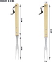 Set di 3 Attrezzi per Barbecue in Acciaio e Legno - Spatola, Pinza e Forchettone - Dimensioni 35 x 6.8 x 1.5 cm, 35 x 9.5 x 2.5 cm, 35 x 2.2 x 1.5 cm