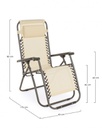 Sedia a Sdraio Beige Pieghevole e Reclinabile in Metallo - Dimensioni: 65x176x80 cm