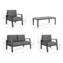 Salotto Belmar Grigio-antracite - Poltrona 73x75x84h, Divano 132x75x84h, Tavolo 110x57x40h