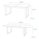 Tavolo allungabile in legno con gambe in ferro bianche, 180/240x91 cm