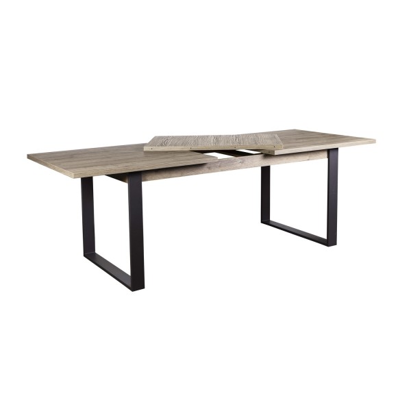 Tavolo allungabile in legno con gambe in ferro nere, 180/240 cm Rovere
