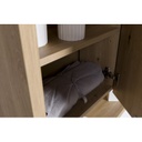 Specchiera Pensile con 3 Ante e 1 Vano, Luce LED, Dimensioni: 70x123x22 cm