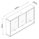 Specchiera Pensile con 3 Ante e 1 Vano, Luce LED, Dimensioni: 70x123x22 cm