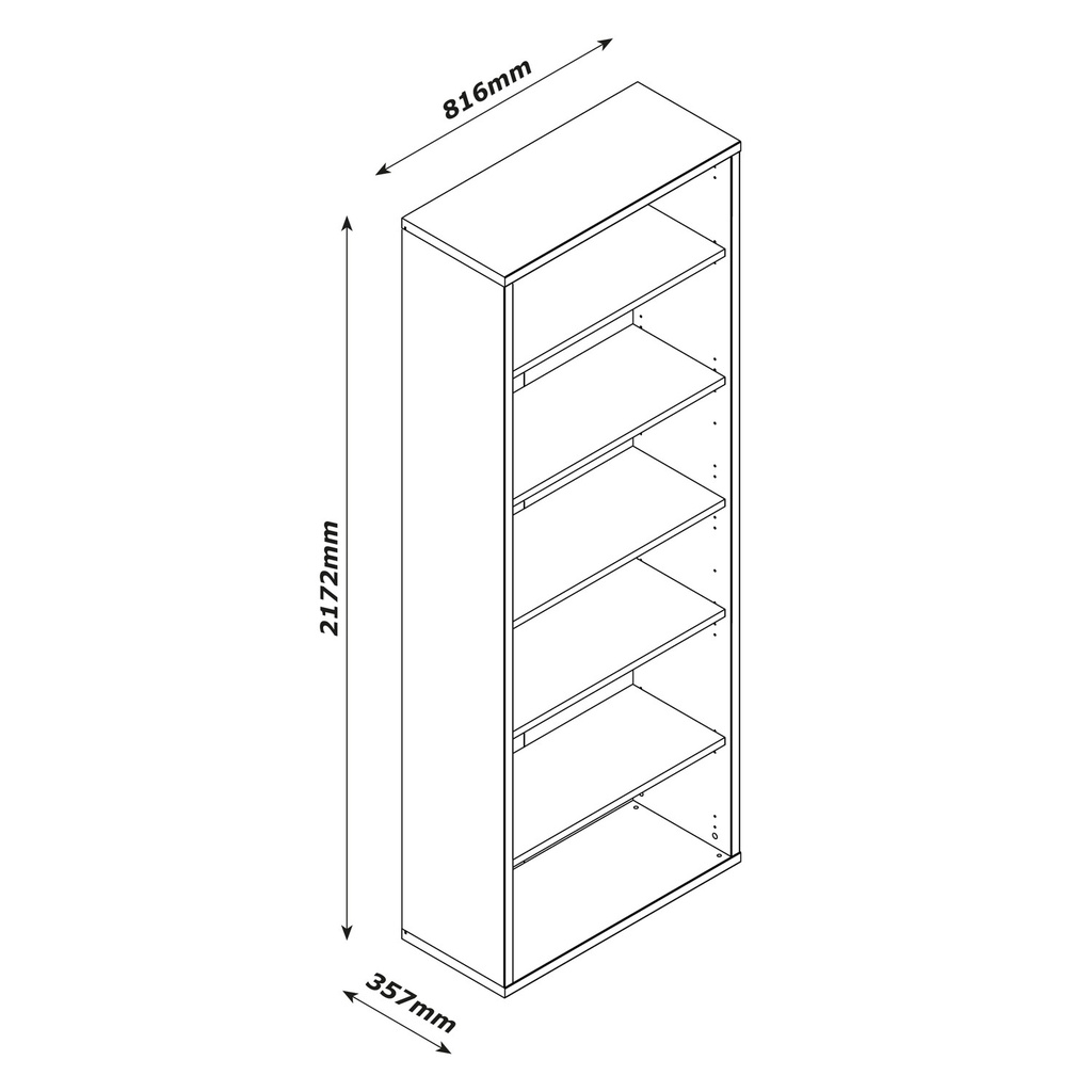 Libreria Alta con 5 Ripiani Regolabili - Dimensioni: 217.20x81.60x35.70 cm