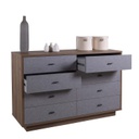 Cassettiera Elegante con 8 Cassetti - Noce/Grigio - 138x89,50x44,40 cm