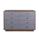 Cassettiera Elegante con 8 Cassetti - Noce/Grigio - 138x89,50x44,40 cm