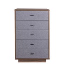 Cassettiera Elegante con 5 Cassetti - Noce/Grigio - 70,30x108,70x44,40 cm